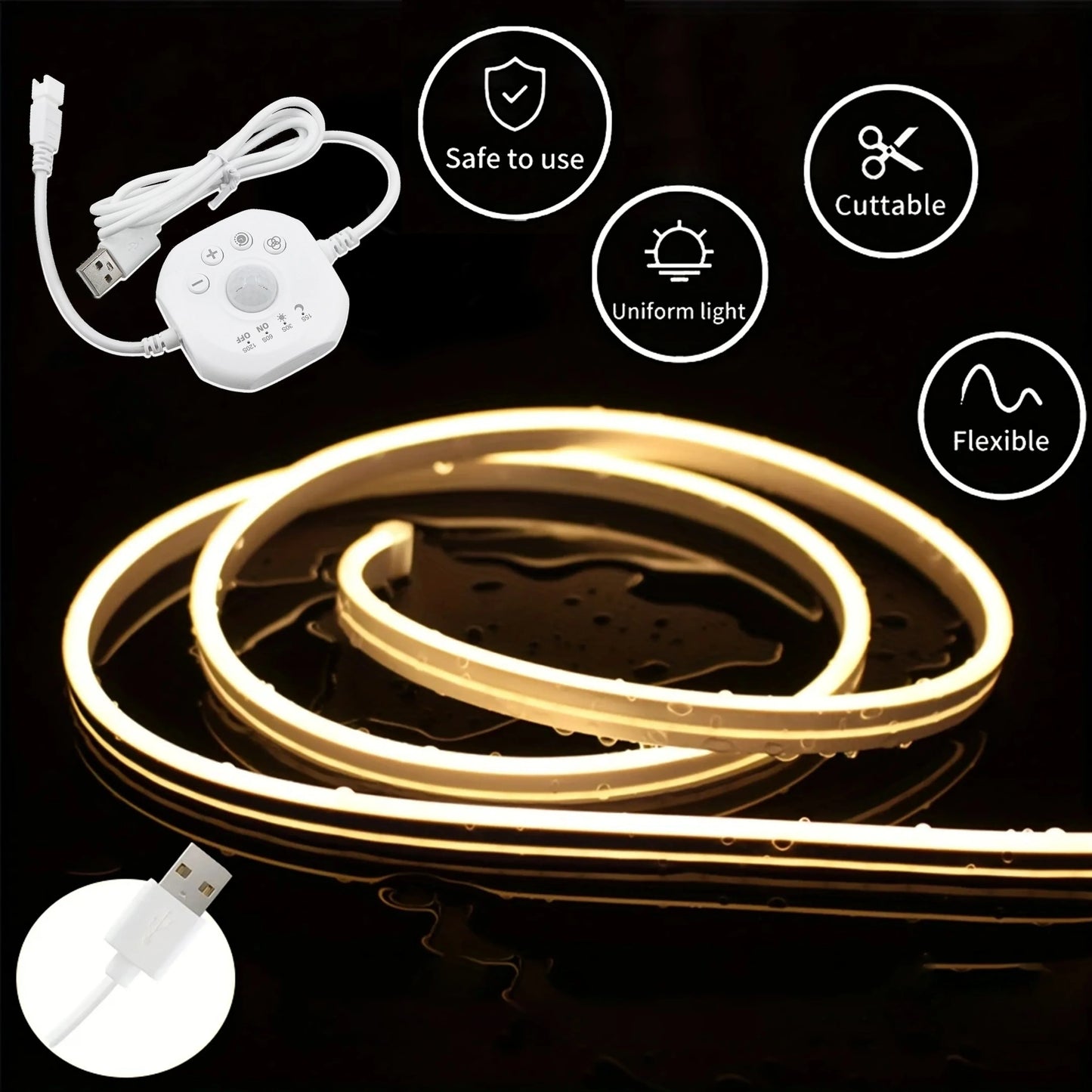 Flowing Light Strip LED Motion Sensor Light Indoor under Bed Lights under Cabinet Lights for Warm White LED Closet Lighting