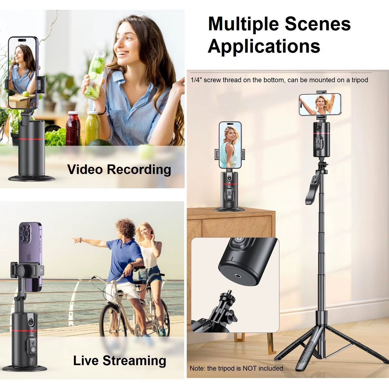 Auto Face Tracking Tripod 360° Rotation, Smart Auto Tracking Phone Holder Motion Sensor Tripod Stand Content Creator Essentials
