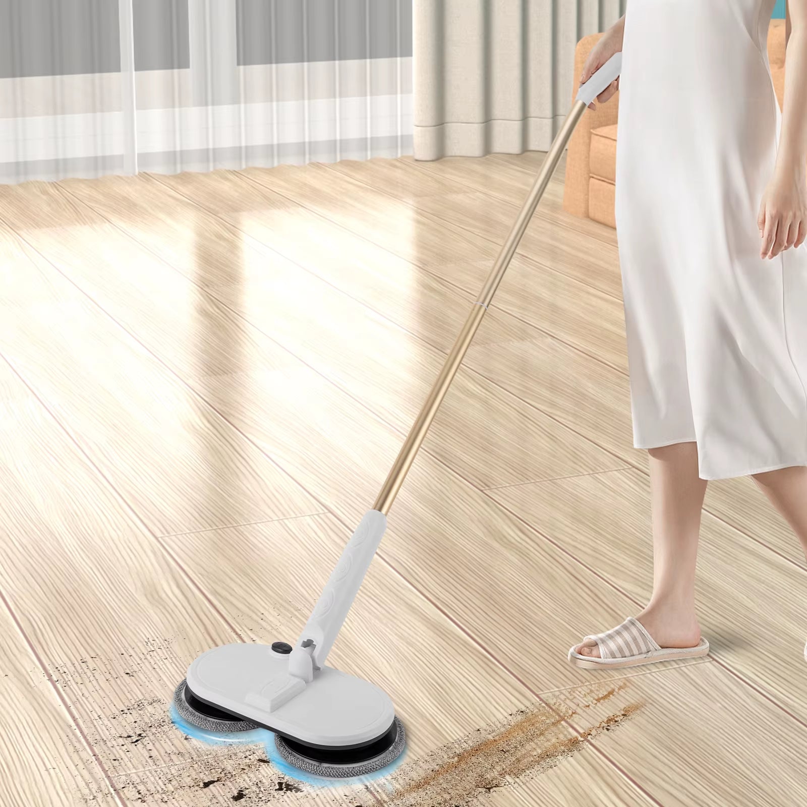 Cordless Mop Electric Mops Spin Mop Power Mop with 4 Pads for Hardwood Floor Cleaner Machine Floor Cleaning