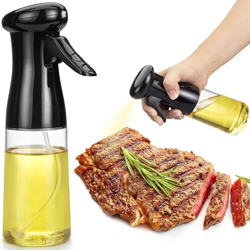1Pc 200ML Black Kitchen Oil Bottle Cooking Oil Spray Olive Camping Barbecue Roastingoil Bottle Fitness Barbecue Spray Bottle