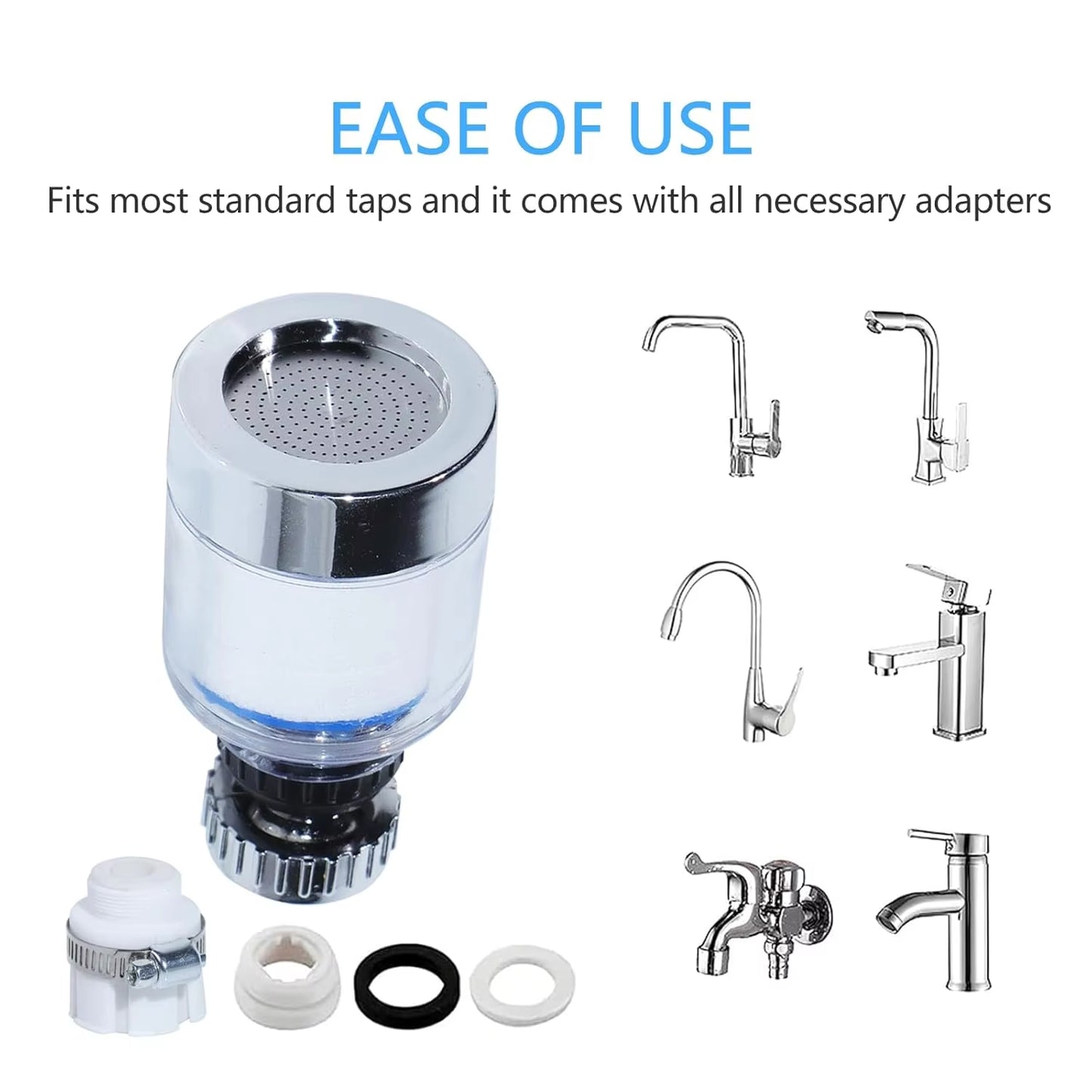 KEMAIDI Sink Filter Water Faucet, 360 ° Universal Rotating Kitchen Faucet Water Purifier for Bathroom Kitchen Faucet Extender