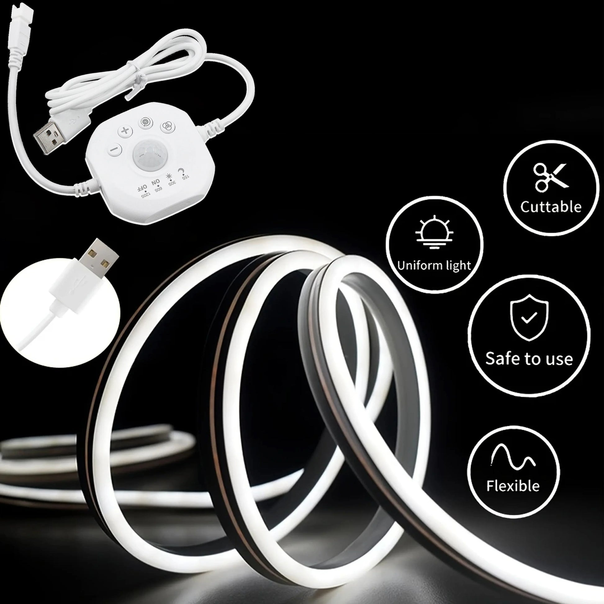 Flowing Light Strip LED Motion Sensor Light Indoor under Bed Lights under Cabinet Lights for Warm White LED Closet Lighting