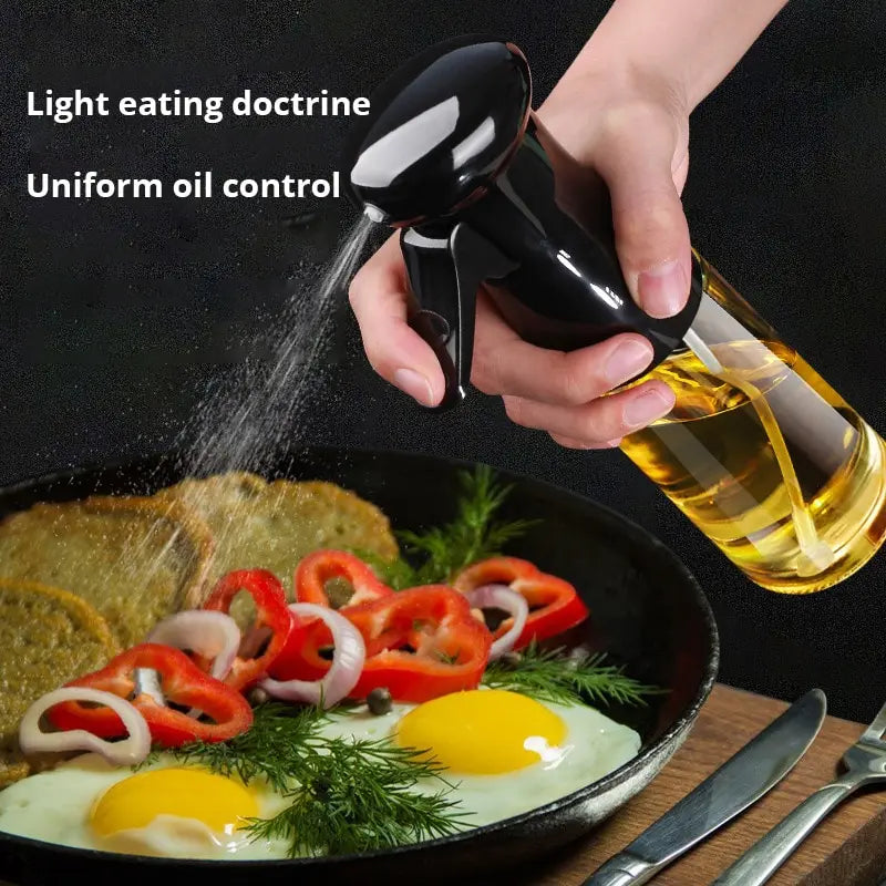 1Pc 200ML Black Kitchen Oil Bottle Cooking Oil Spray Olive Camping Barbecue Roastingoil Bottle Fitness Barbecue Spray Bottle
