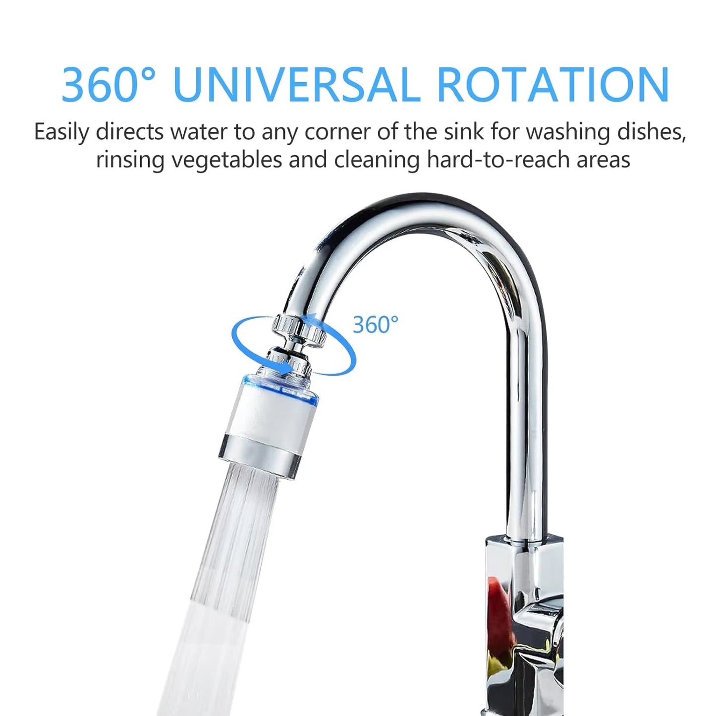KEMAIDI Sink Filter Water Faucet, 360 ° Universal Rotating Kitchen Faucet Water Purifier for Bathroom Kitchen Faucet Extender